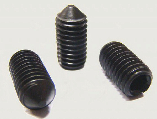 Винт установочный DIN914 М12*25 с внутренним шестигр, заостренный, оксид, кл пр 12.9