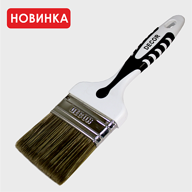 Кисть плоская 50х15мм, для лака, смешанная темная. синтетическая щетина, двухкомпонентная ручка "Б.В."