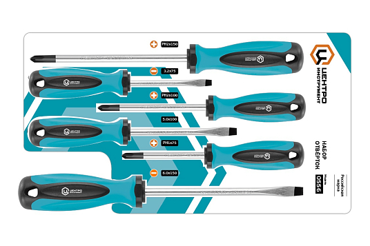 Набор отверток 6 предметов (Ph1*75,Ph2*100,Ph2*150, шлиц 3.2*75, 5*100,6*150) Центроинструмент