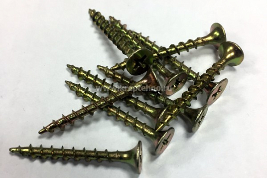 Саморез ГКЛ-дерево 4,2*90 потайной, ЖЕЛТЫЙ ЦИНК