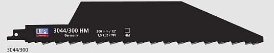 Пилки для сабельной пилы 3044/400 HM для кирпича, пено-газобетона, твердоспл. нап. (1шт/упак.) WILPU/Германия/