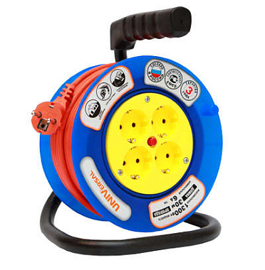 Удлинитель на катушке 4х20м без заземл. 6А IP20 У6-014 190мм ПВС 2х0.75 термозащита UNIVersal