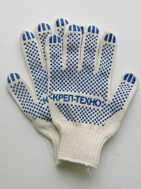 Перчатки трикотажные х/б (5-н) с ПВХ точкой,  ЭКСТРА "КРЕП-ТЕХНО"