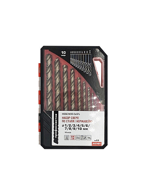Набор сверл по металлу 10шт.(1,0-10мм) HSS-Е DIN338 кобальтовые, пласт. коробка