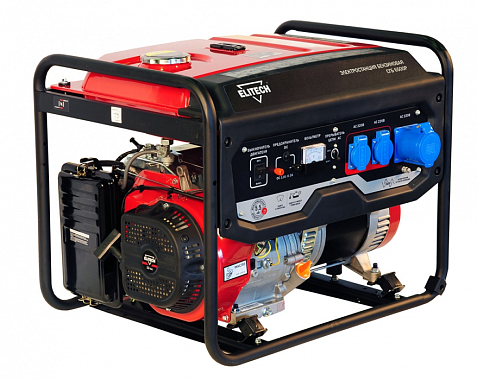 Генератор ELITECH СГБ 6500Р (4-х такт) 5.5 кВт/13л.с, 389см3, бак 25л, ручной старт