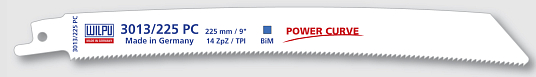 Пилки для сабельной пилы 3013/225РС для стали, нержавейки, цвет.мет.от 2,5 до 3,5мм, для труб Bi-met (5шт), WILPU /Германия/