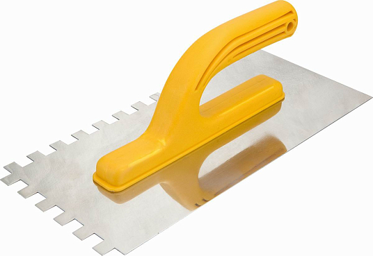 Кельма нерж. сталь 280*130мм зуб 6*6мм с пластм. ручкой, Topex