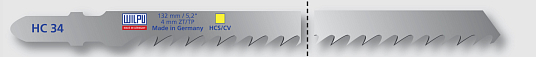 Пилки для лобзика HC 34 (T301DL) чистый рез 105 мм, дерево 8-65мм, пластик 6,5tpi (5шт/уп) WILPU 