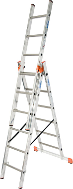 Лестница универсальная 3-х секционная 6 перекладин, раб. высота 2,8-4,45м, длина 1,85-3,55м TRIBILO KRAUSE