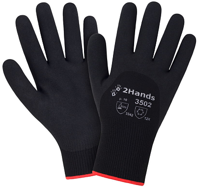 Перчатки утепленные Black ICE, акрил 7G, полиэстер 15G, ПВХ, 2Hands, р-р 10