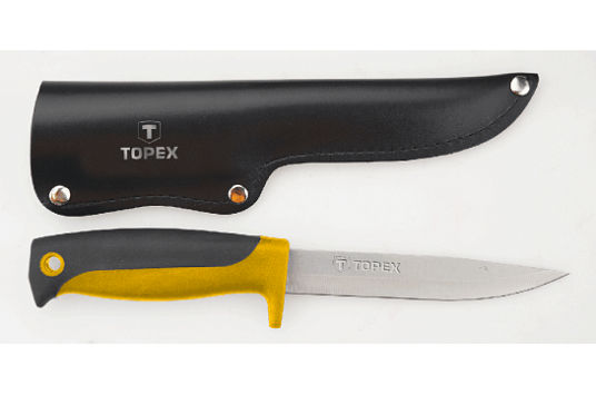 Нож универсальный, с кожанным чехлом, TOPEX 