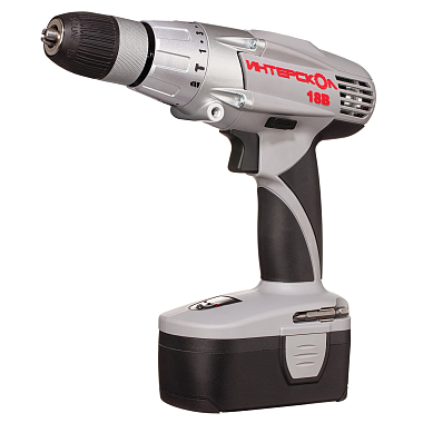 Аккумуляторная дрель-шуруповерт  ударная ИНТЕРСКОЛ ДАУ-13/18В, 2,0Ач, Li-ion АПИ, БЗП 13мм, 60Нм, б/щ, 2 аккум, кейс