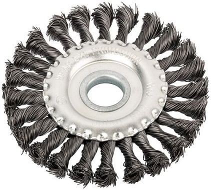 Корщетка-колесо 125мм витая стальная для УШМ 22,2мм, КУРС